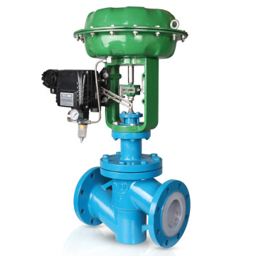 Fluorine Lined Single Seat Control Valve with Pneumatic/Electric Actuator and Bellows Seal