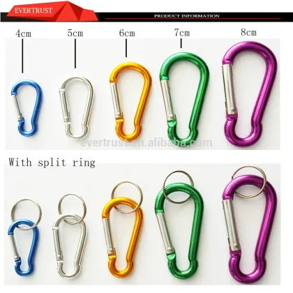 promotional custom small hiking metal carabiner hook