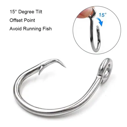 Stainless Steel Wide Gap In-line Tuna Catfish Circle Hooks for Bass and Bluegill