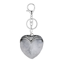 Clear Crystal Antique Silver Alloy Heart Pendant Keychain