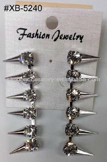 fashion metal awl and crystal rhinestones jewelry dropped stick earring