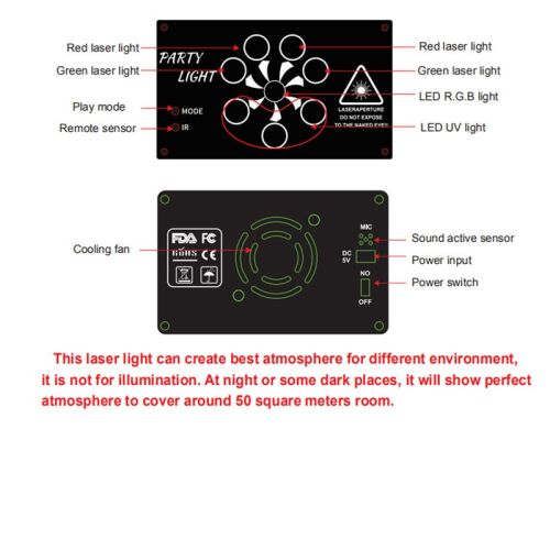 USB Rechargeable Led Laser Projector Lights RGB