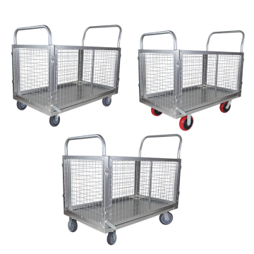 800kg Capacity 4-Wheel Iron Mesh Platform Hand Trolley with 360° Swivel Casters - Perfect for Easy Storage Solutions
