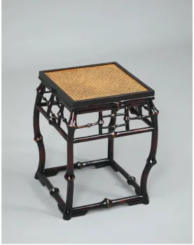 Black Lacquer Bamboo Drum Seat