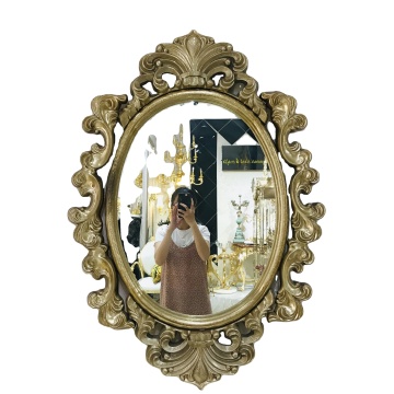 Antique Gold Copper Wall Mirror - Large Oblong Console Decoration