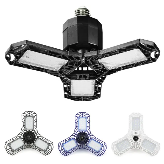 TriBright 40W/60W LED Garage Lights - 6000LM, E27 Base, Deformable Lamp, 3-Leaf Ceiling Lighting