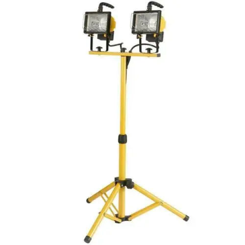 Professional Double Head Adjustable Tripod with Metal Lampshade: Durable 400W Halogen Working Lamp