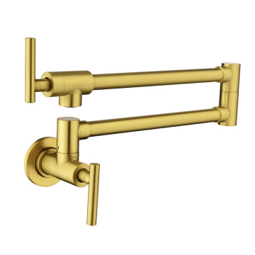 Wall Brushed Gold Folding Pot Filler Kitchen Faucet