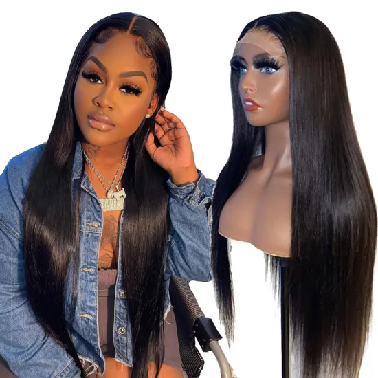 30 32 Long Length Raw Lace Front Wig For Black Women Free Lace Wig Samples Raw Brazilian Cuticle Aligned Hair Lace Closure Wig
