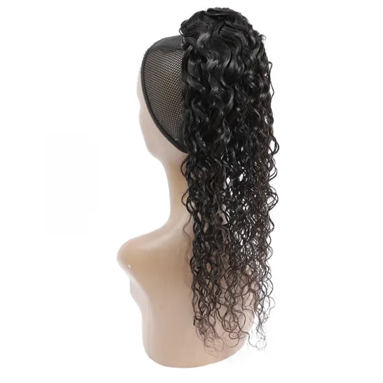 Raw Cuticle Aligned Brazilian Water Wave Drawstring Ponytail Human Hair