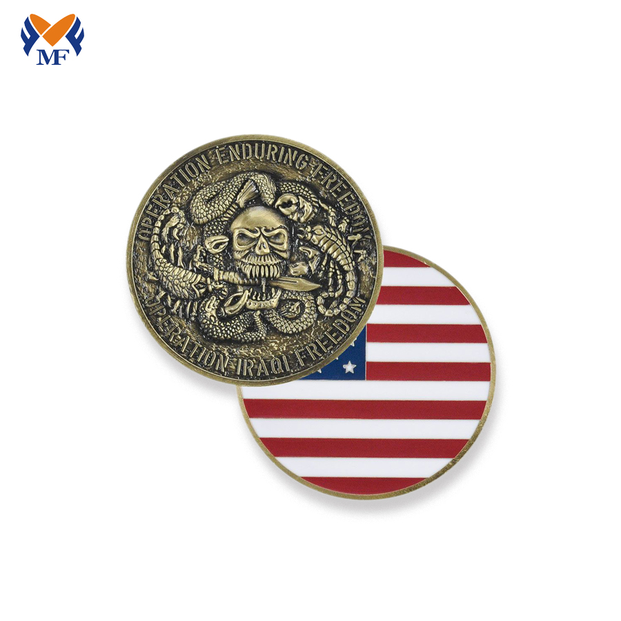 Personalized gold challenge coin flag
