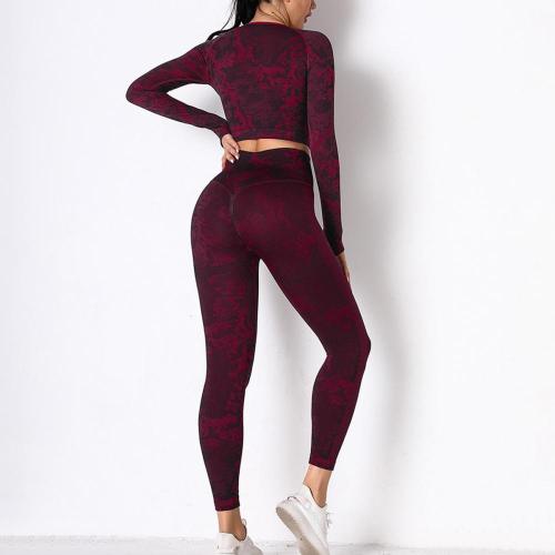 Langarm-Crop-Tops für Damen Seamless Set