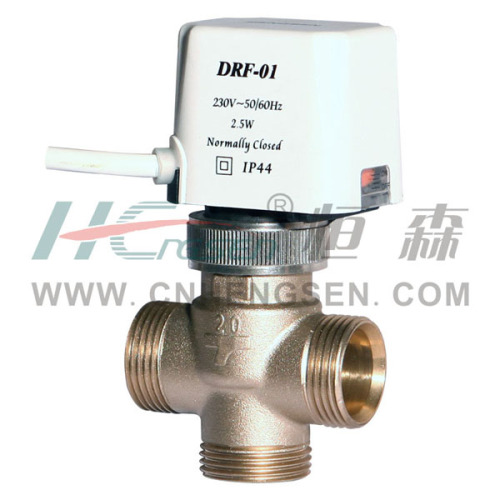 D R F-01-3 Way Electro Thermal Valve with Thermoelectric Actuator for Fan Coil/External Thread D N15, D N20, D N25 Used in Air Conditioning System