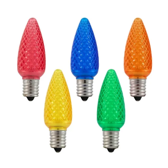 Strawberry Faceted Mini Replacement Christmas Light Bulbs - Outdoor E17 Base C9