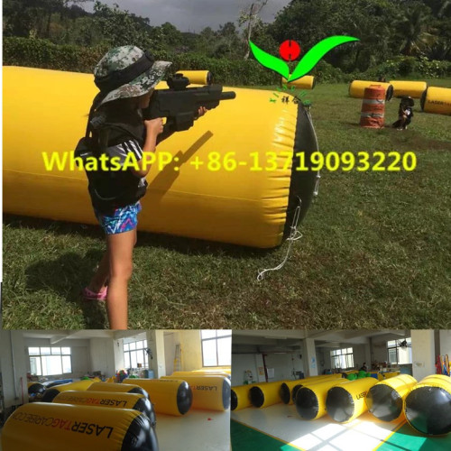 Guangzhou inflatable 0.9mm PVC tarpaulin paintball bunker china paintball barrel