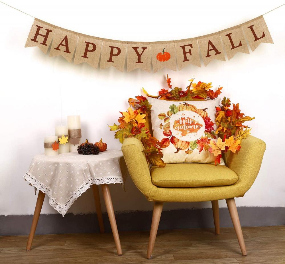 Happy Fall Pumpkin Burlap Banner