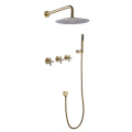 Antique Brass Bathroom Three Handle Shower Fixtures