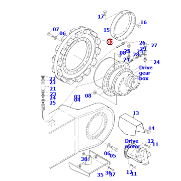 Mining excavator PC3000-6 drive wheel 97076940, excavator chassis components