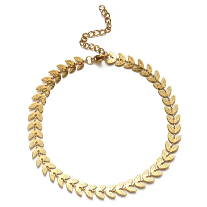 18K Gold Leaf Arrow Chain Anklet - Bohemian Stainless Steel Beach Jewellery for Women