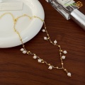 18k Gold Plated Stainless Steel Real Pearl Necklace
