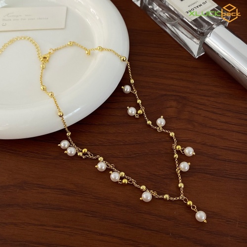 18k Gold Plated Stainless Steel Real Pearl Necklace