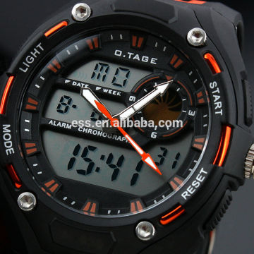 Men's Orange Rubber Digital Analog Dual Dial Sport Watch WS067