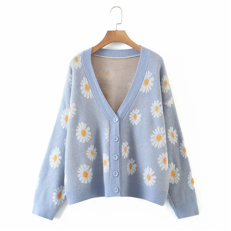 Cardigan de fleur d'impression pour femmes