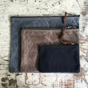 high quality waxed canvas zipper pouch set of 3 wholesale
