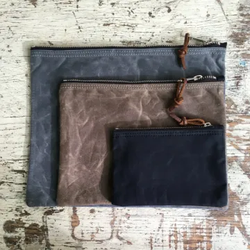 high quality waxed canvas zipper pouch set of 3 wholesale