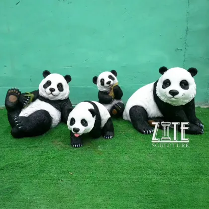 Garden decoration resin animal sculpture fiberglass panda statue