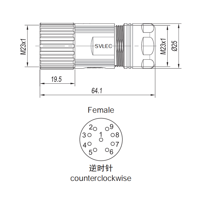 M23 round plug connector