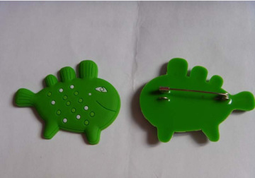 promotion gift green cute fish shape soft pvc pin badge