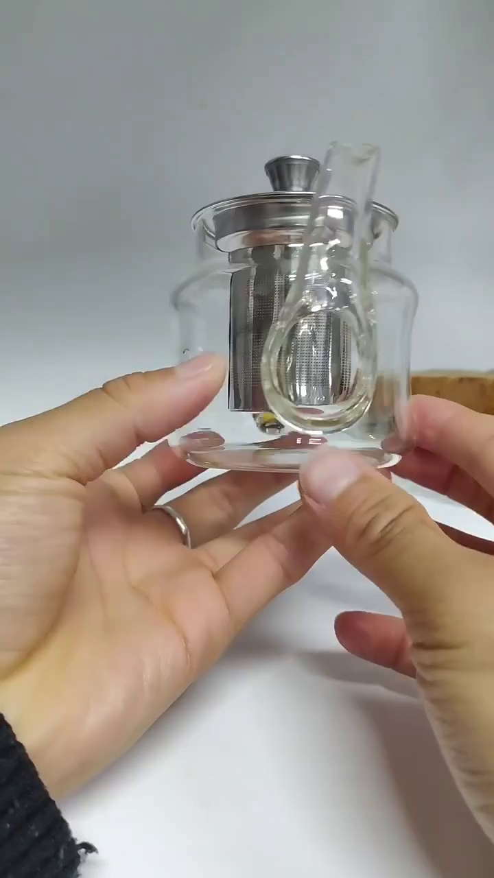 Glass Tea Maker Teapot Set with Ceramic Warmer Filter and Lid
