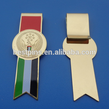 UAE flag paper clip with gold plating, free mold UAE bookmarker money clip wholesale