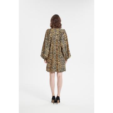 Shift Dress animal print Long Sleeve Casual Dress