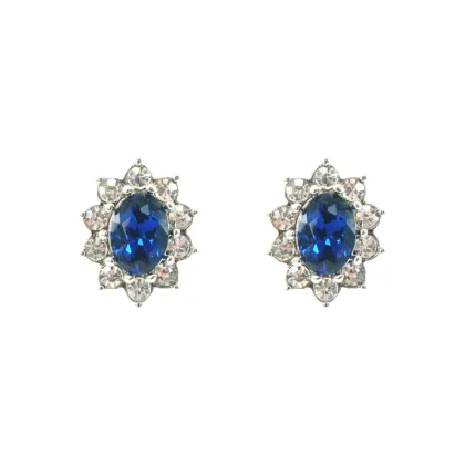Bule Crystal Royal Princess Stud Earrings