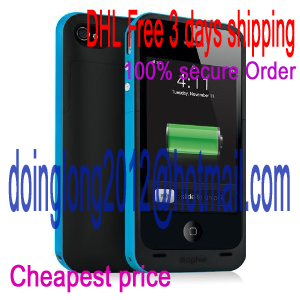wholesale Mophie Juice Pack Plus Case and Rechargeable Battery for iPhone 4 Retail Packaging,cyan color