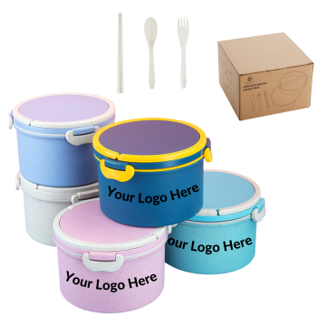 2022 Food Grade, Degradeable, Round Tiffin Lunch Box - Leakproof Wheat Straw Lunch Box for Office Use