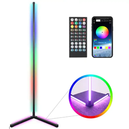 Sound Activated RGB LED Gaming Floor Lamp with Built-in Microphone and Atmospheric Lighting