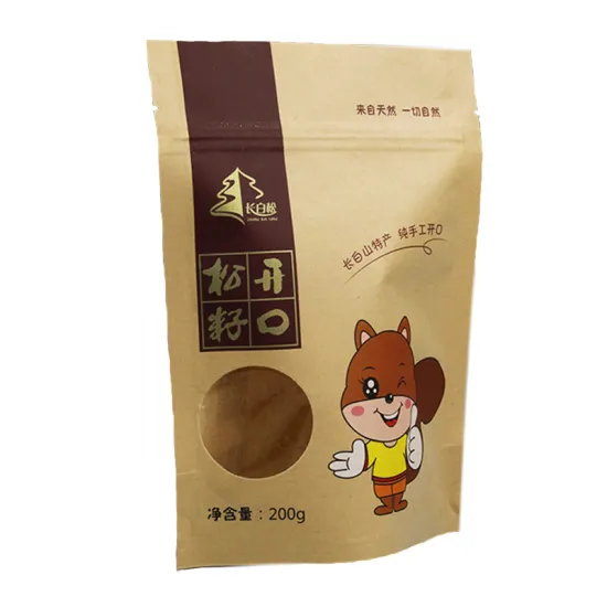 Factory Direct Sale Kraft Paper Bag For Dried Melon Seeds Snack Custom Zipper Lock Stand up Food Grade Packaging Bag Food Grade