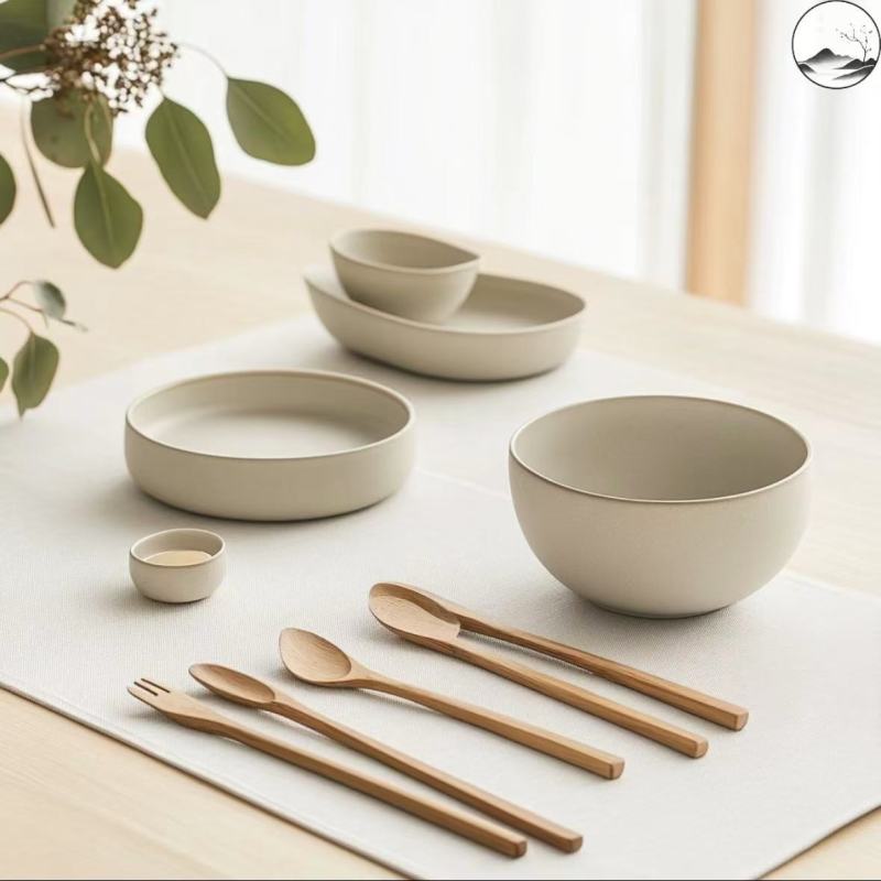 Asian-Inspired Tableware Set with Floral Branches