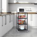 Matte Black Kitchen Storage Cart with Wheels