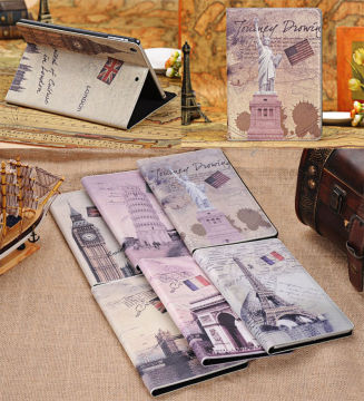Famous Building Retro Smart Magnetic Folio Leather Case for iPad Air