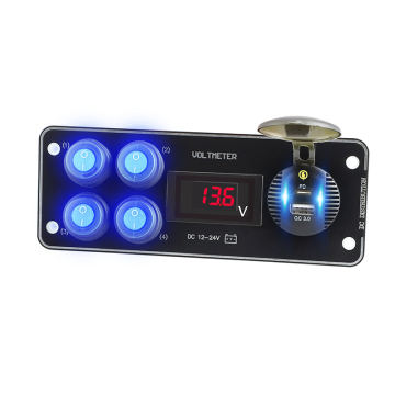 工場供給12V 24V LED電圧計二重QC3.0充電ボートATVキャンピングカーマリンカーコントロールATVスイッチパネル