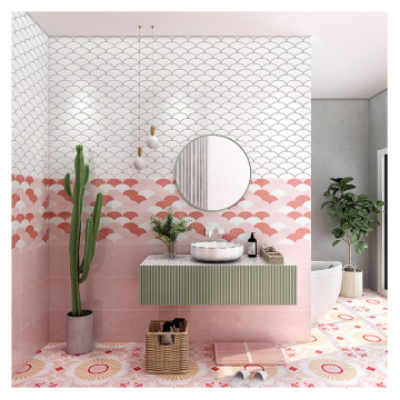 Glossy Colorful Fish Scales Polished Glazed Wall Tiles 300x600mm