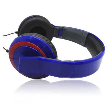 Blue foldable soft earphone over heard 3.5mm