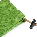 Custom green linen bag drawstring with ball