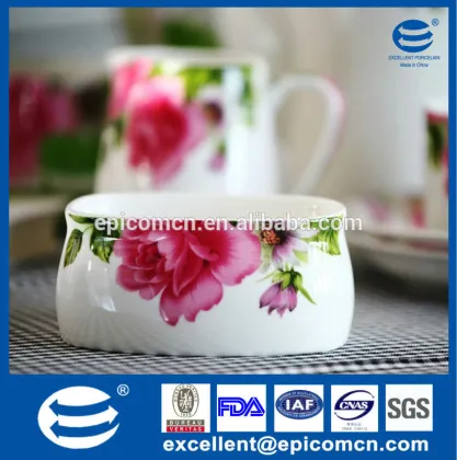 roses decal fine porcelain tea set for 6 people