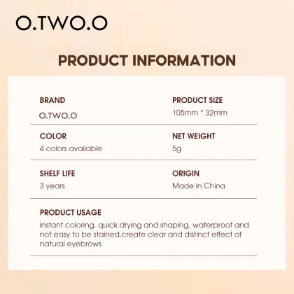 O.TWO.O 4 Colors Eyebrow Cream