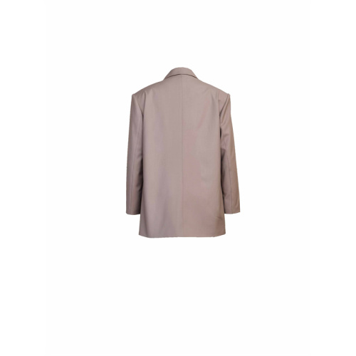 Feather-trimmed Double-breasted Turndown Collar Blazer